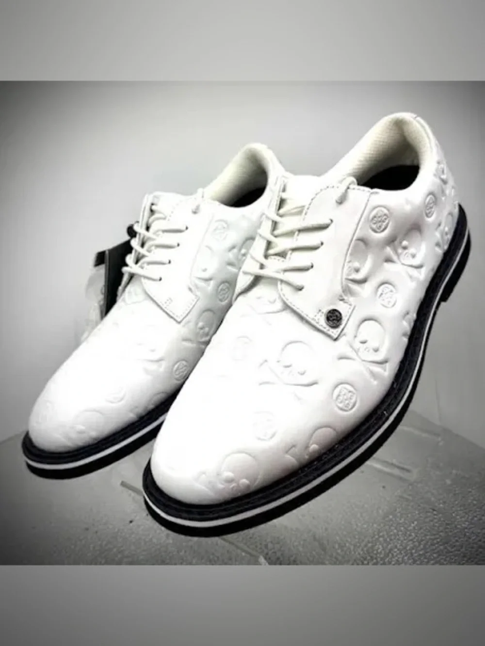 G/FORE Men's Gallivanter Debossed Skull & T's Leather Spikeless Golf Shoes